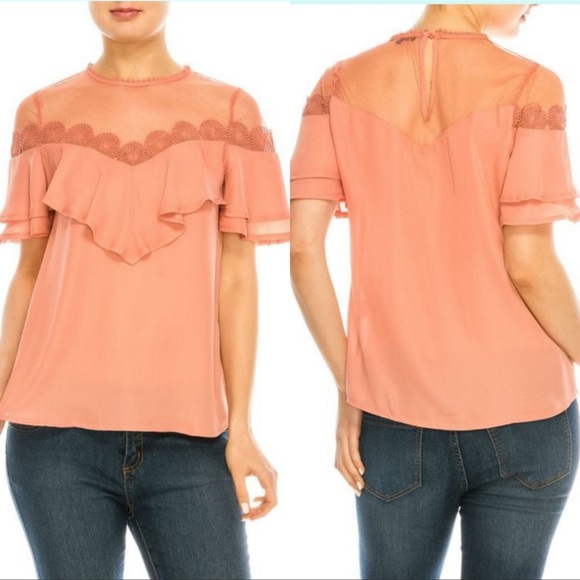 Lace Yoke Blouse - Picture 1 of 6
